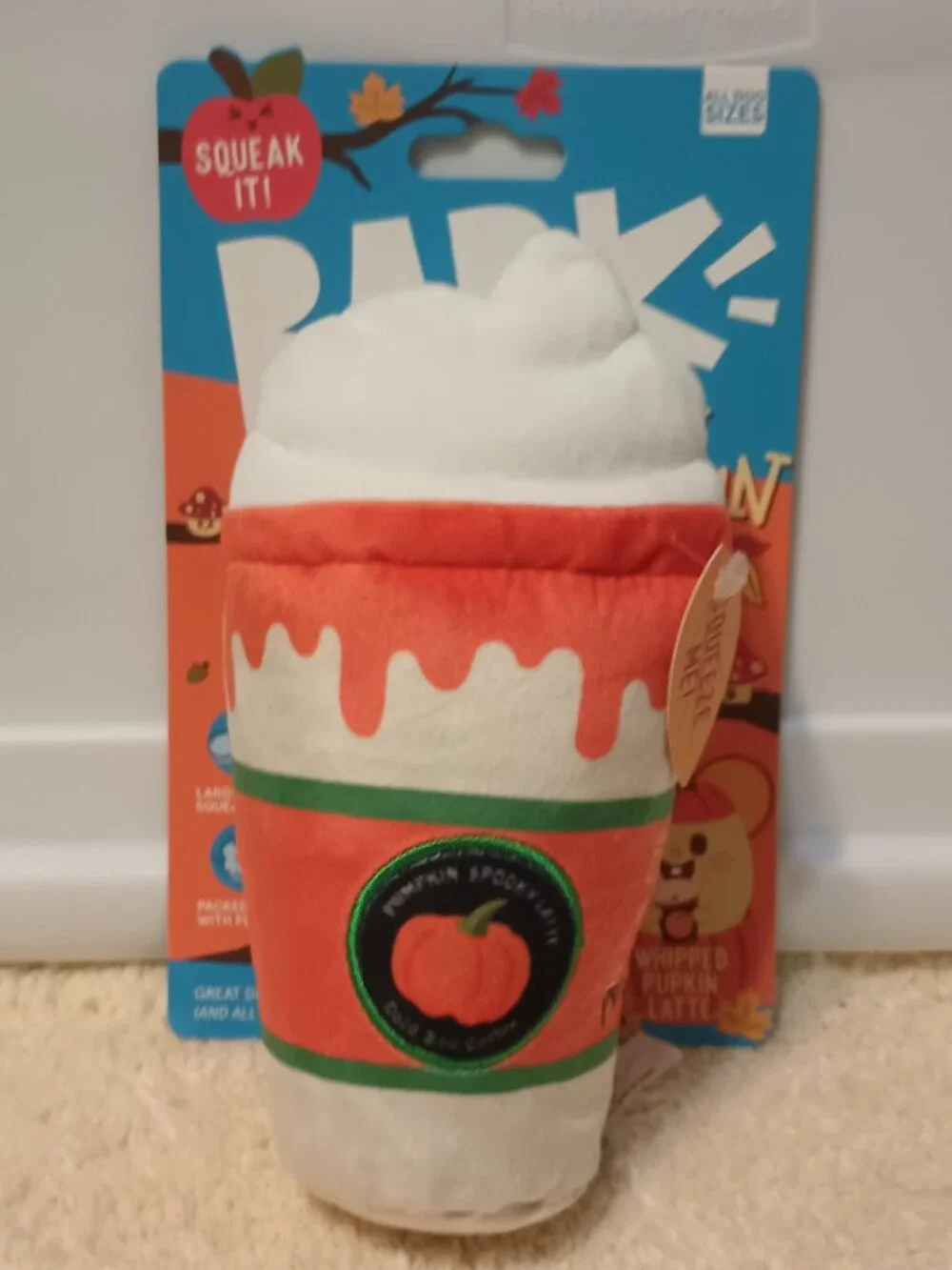 BARK's Whipped Pupkin Latte Plush Pet Toy